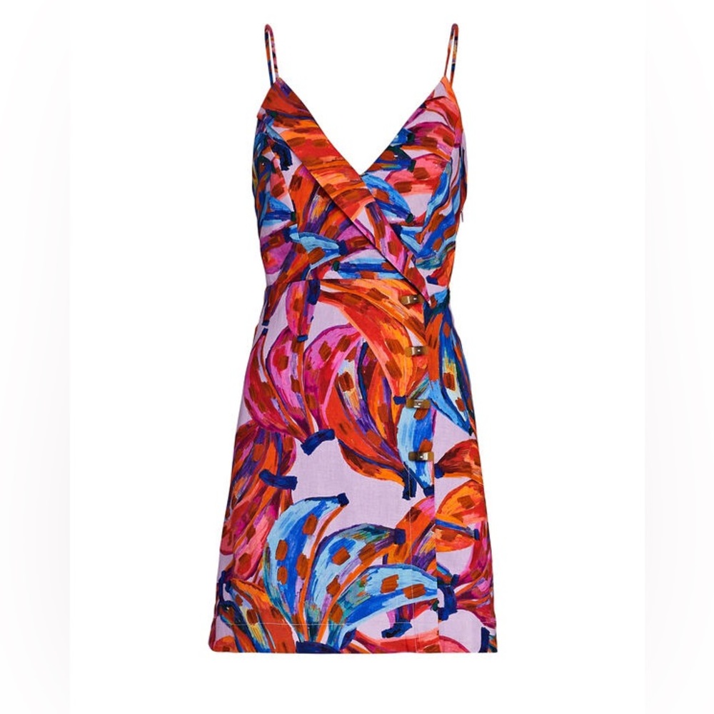 Farm Rio Colored Bananas Wrap Mini Dress Size Medium